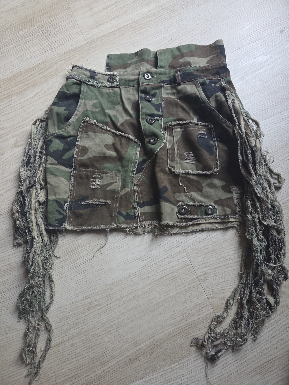 Camouflage Fringe Mini Skirt